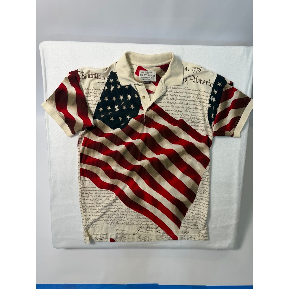 Cody James American Flag Declaration of Independence Polo Size M
